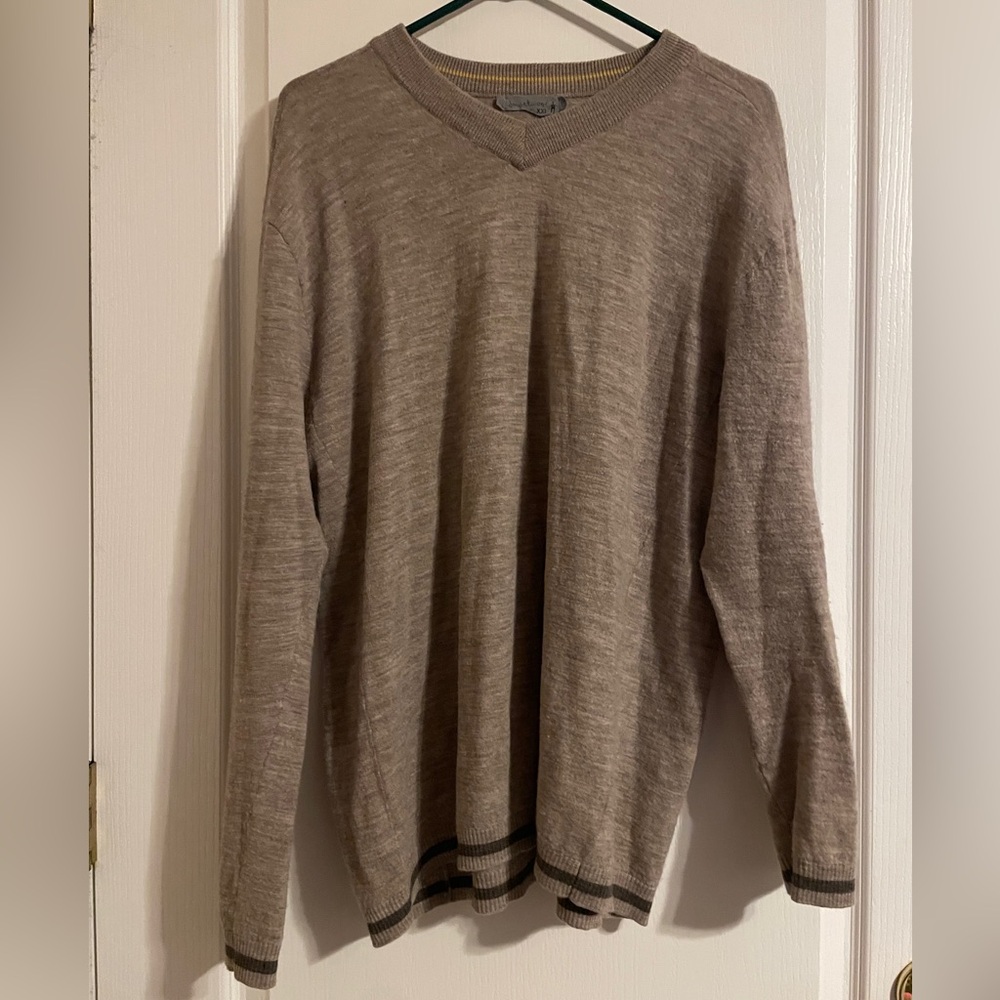 Smartwool Men's Long Sleeve Brown V-Neck Sweater XXL 100% Merino Wool‎ Outdoor